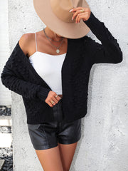 Billie Pom Open Sweater Cardigan - Black