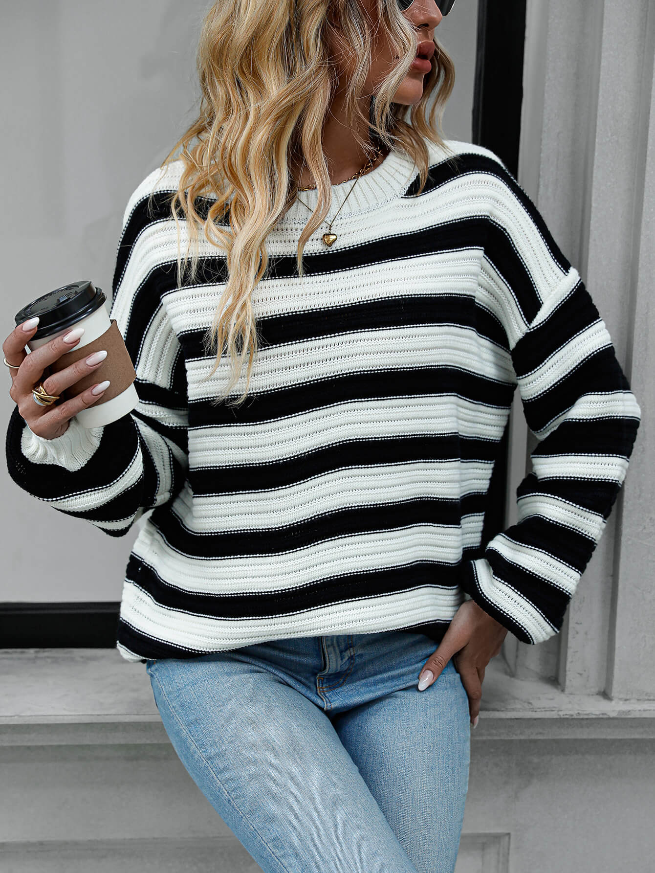 Milton Striped Pullover Knit Sweater - Black