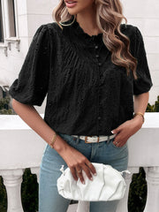 Ventura Eyelet Short Sleeve Blouse - Black