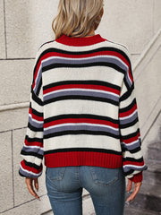 Maddie Striped Pullover Sweater - Black