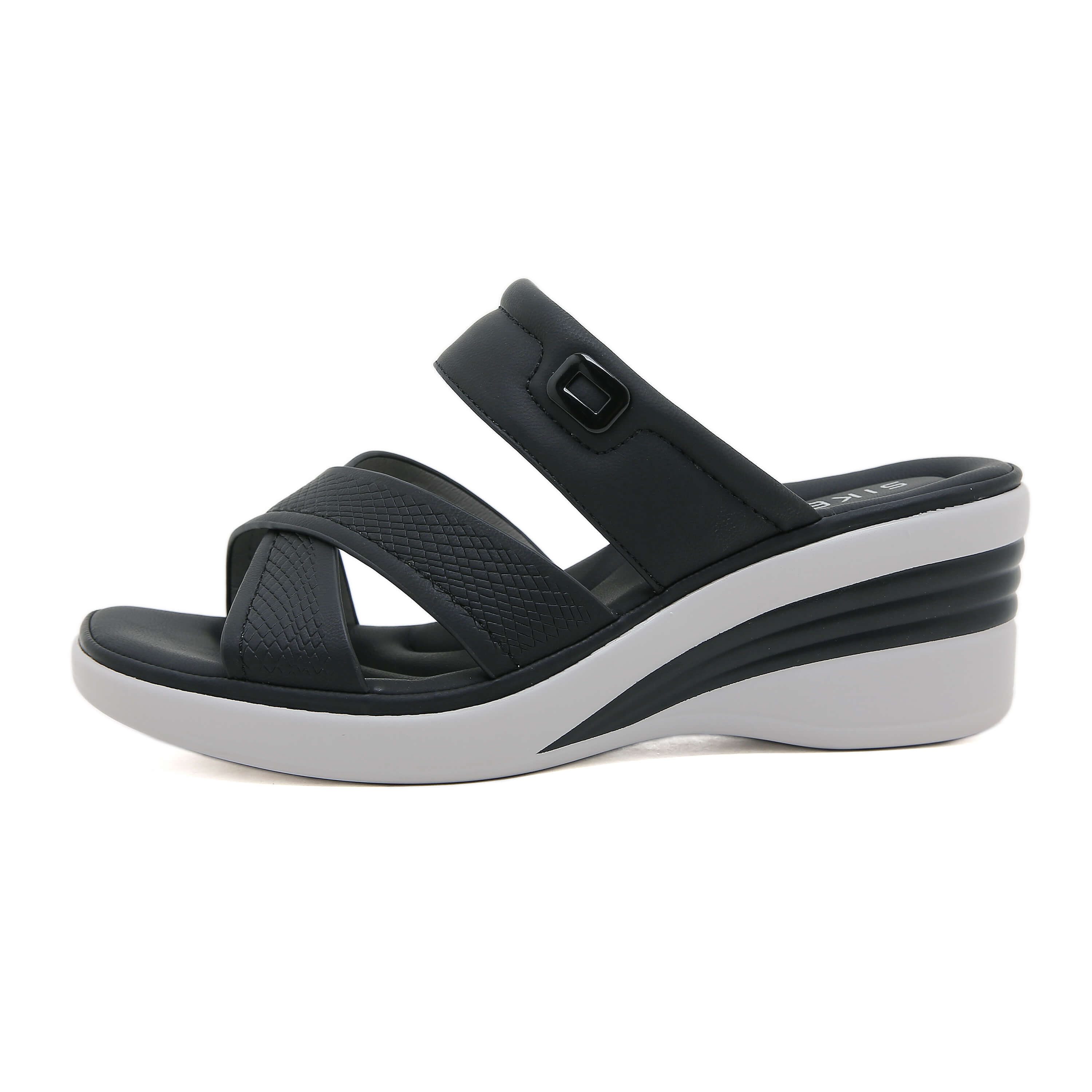 Siketu | Tetra Cushioned Wedge Sandal - Black