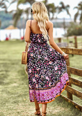 MARISA FLORAL OFF THE SHOULDER MAXI DRESS - BLACK