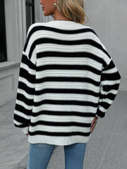 Milton Striped Pullover Knit Sweater - Black