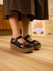 Soffia | Chelsea Floral Leather Wedge Mary Jane