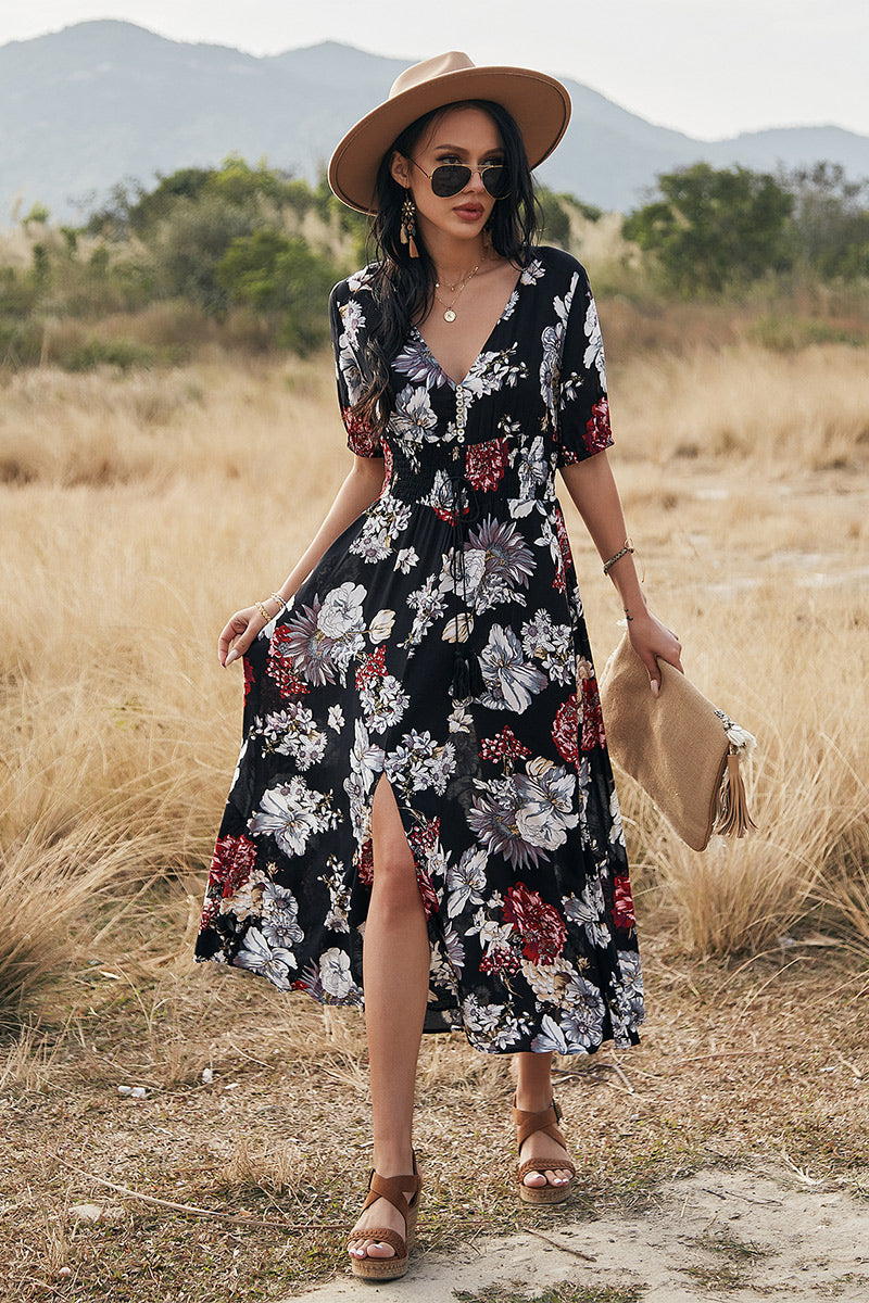 Celestina Floral Print Midi Dress