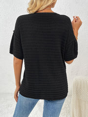 Lettie Short Sleeve Sweater Top - Black