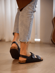 Maibulun | Double Strap Slingback Footbed Sandal - Black