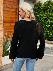 Liberty Meshed Knit Sweater - Black