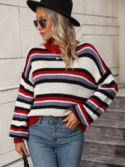 Maddie Striped Pullover Sweater - Black