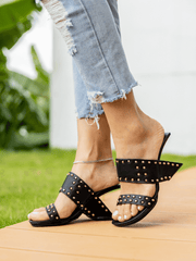 Jady Rose | Lucille Studded Leather Heels - Black