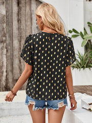 Kaylee Polka Dot Short Sleeve Top - Black