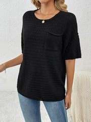 Lettie Short Sleeve Sweater Top - Black