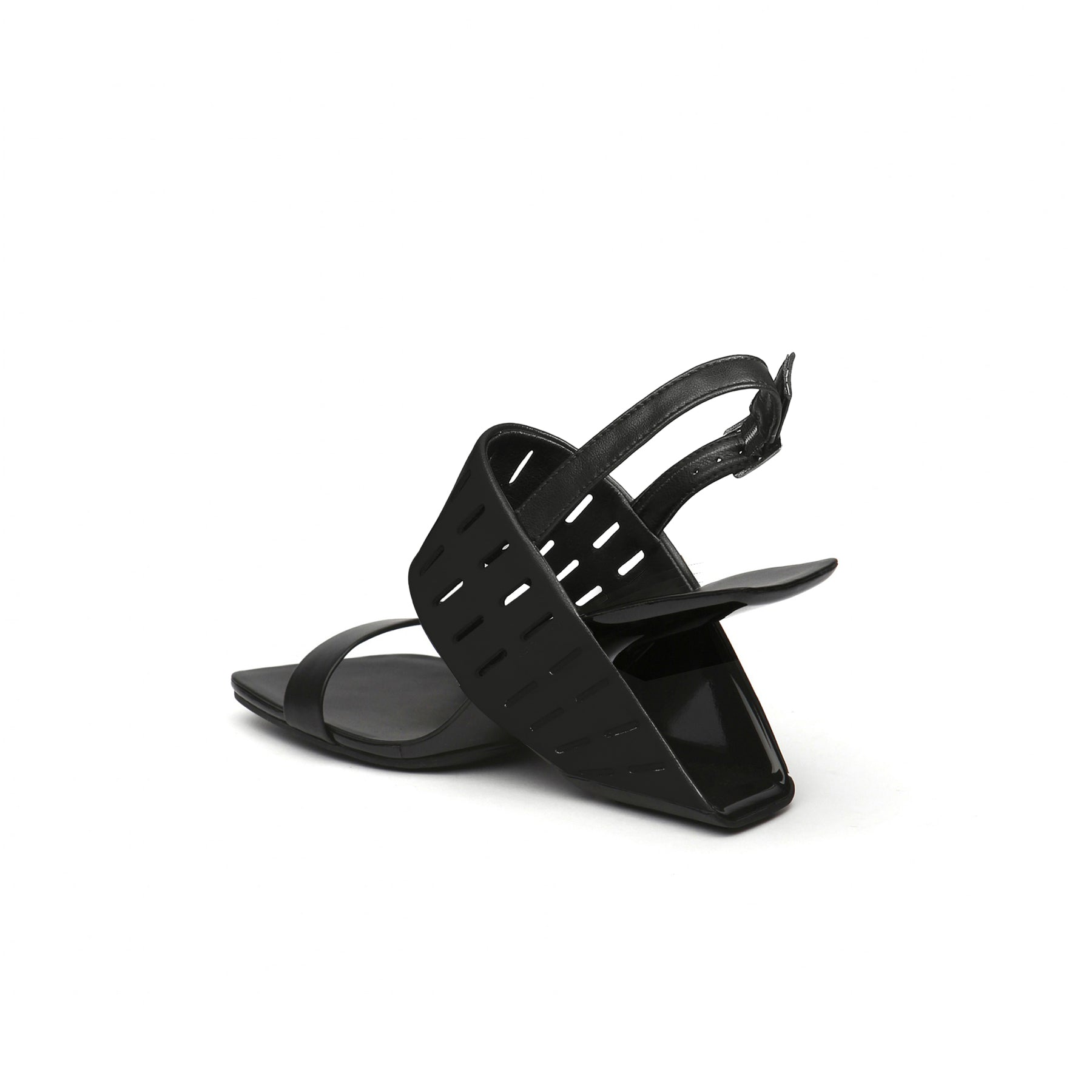 Jady Rose | Giada Perforated Leather Heel Slingback - Black