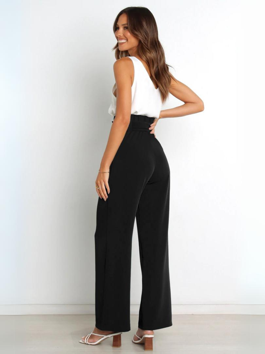 Iconic High Rise Pocketed Trouser Pants - Black