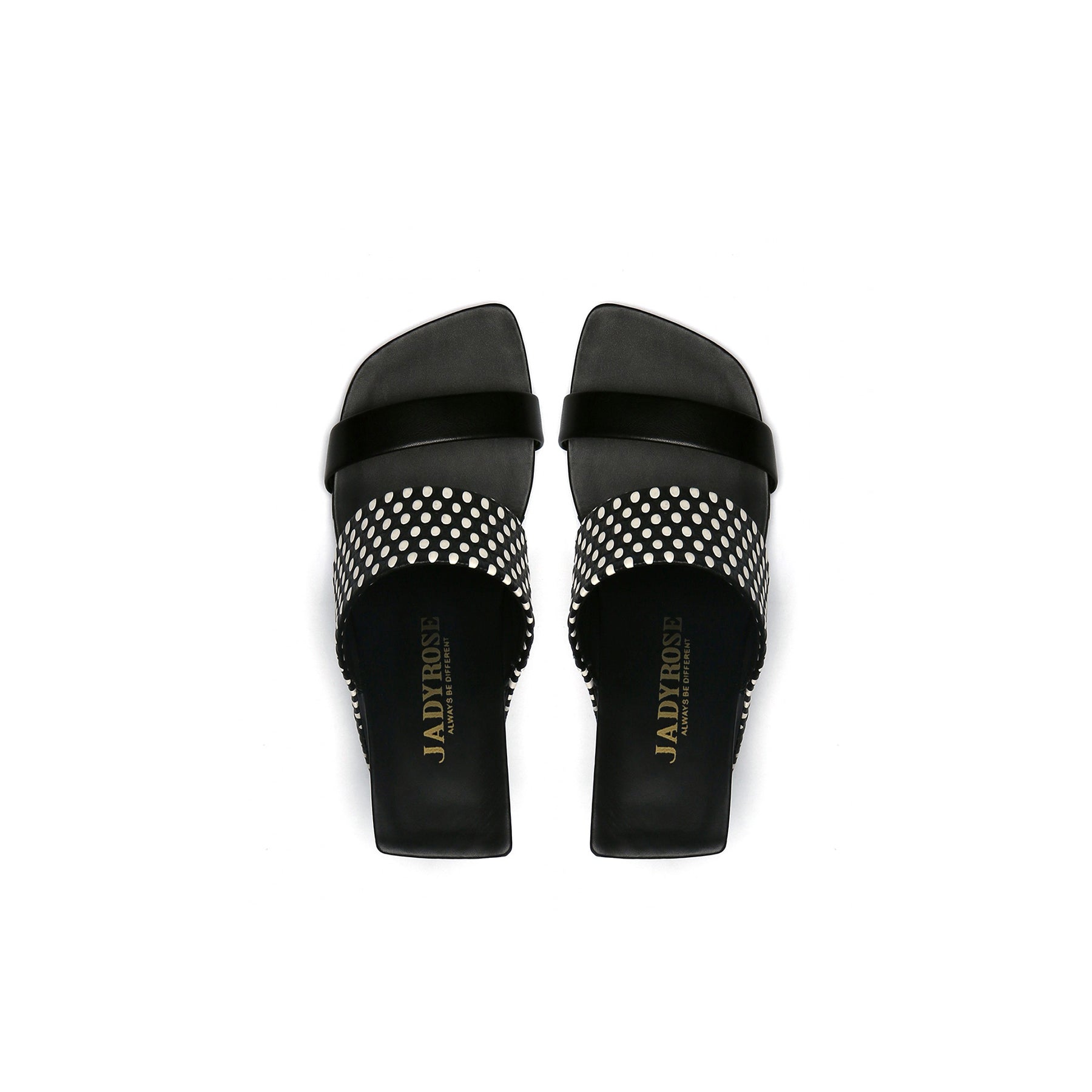 JADY ROSE | STRAP HEEL LEATHER SANDAL - BLACK