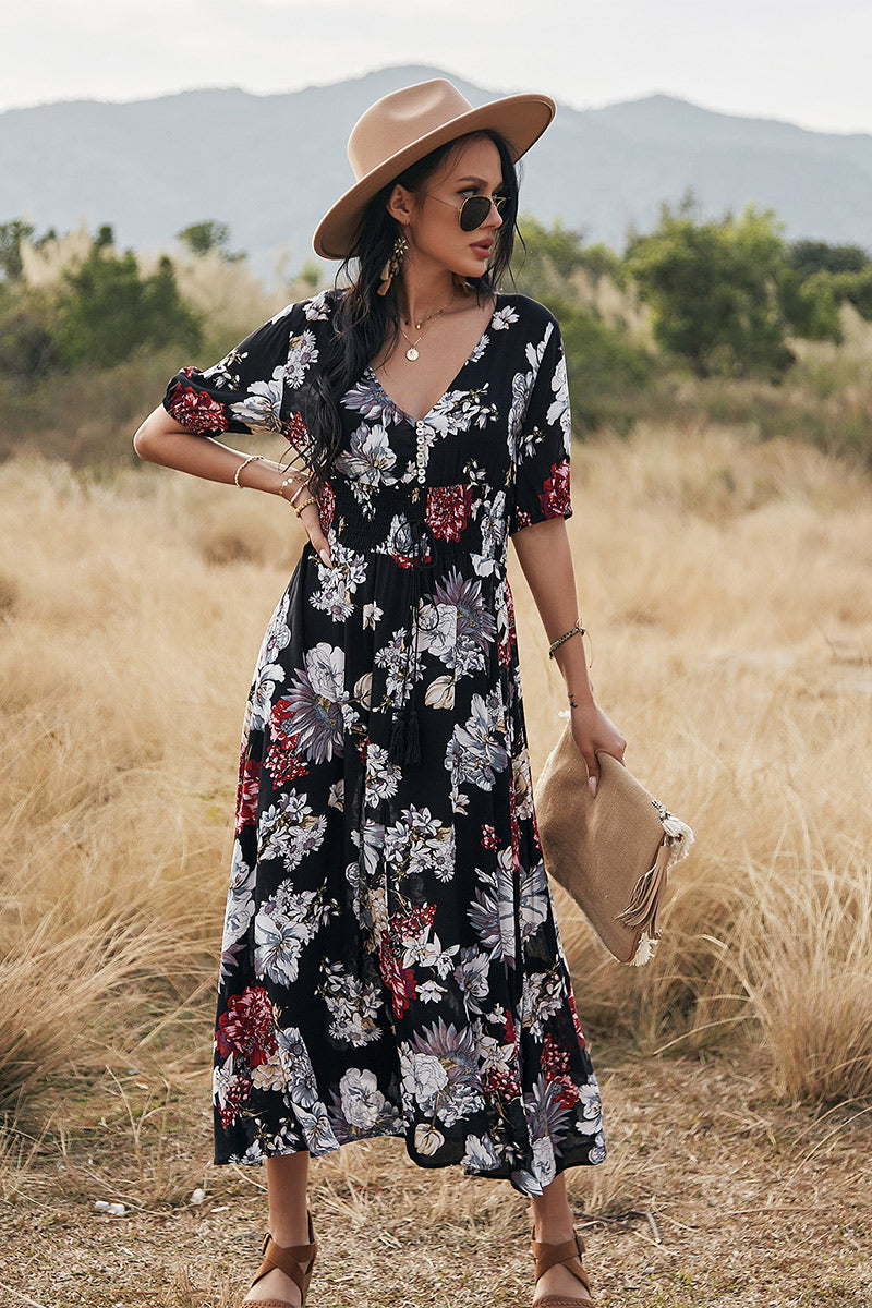 Celestina Floral Print Midi Dress