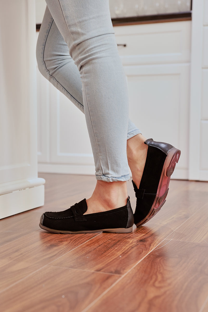 Rumour Has It | Walk It Suede Moccasin Loafer - Black