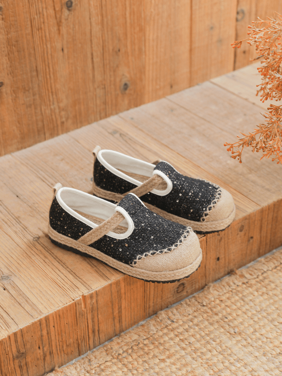 Cactus Rose | Renata Sparkle Linen Espadrilles - Black