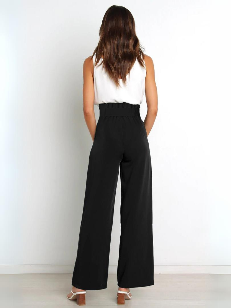 Iconic High Rise Pocketed Trouser Pants - Black