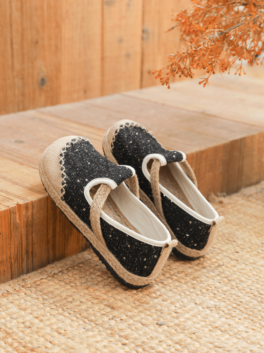 Cactus Rose | Renata Sparkle Linen Espadrilles - Black