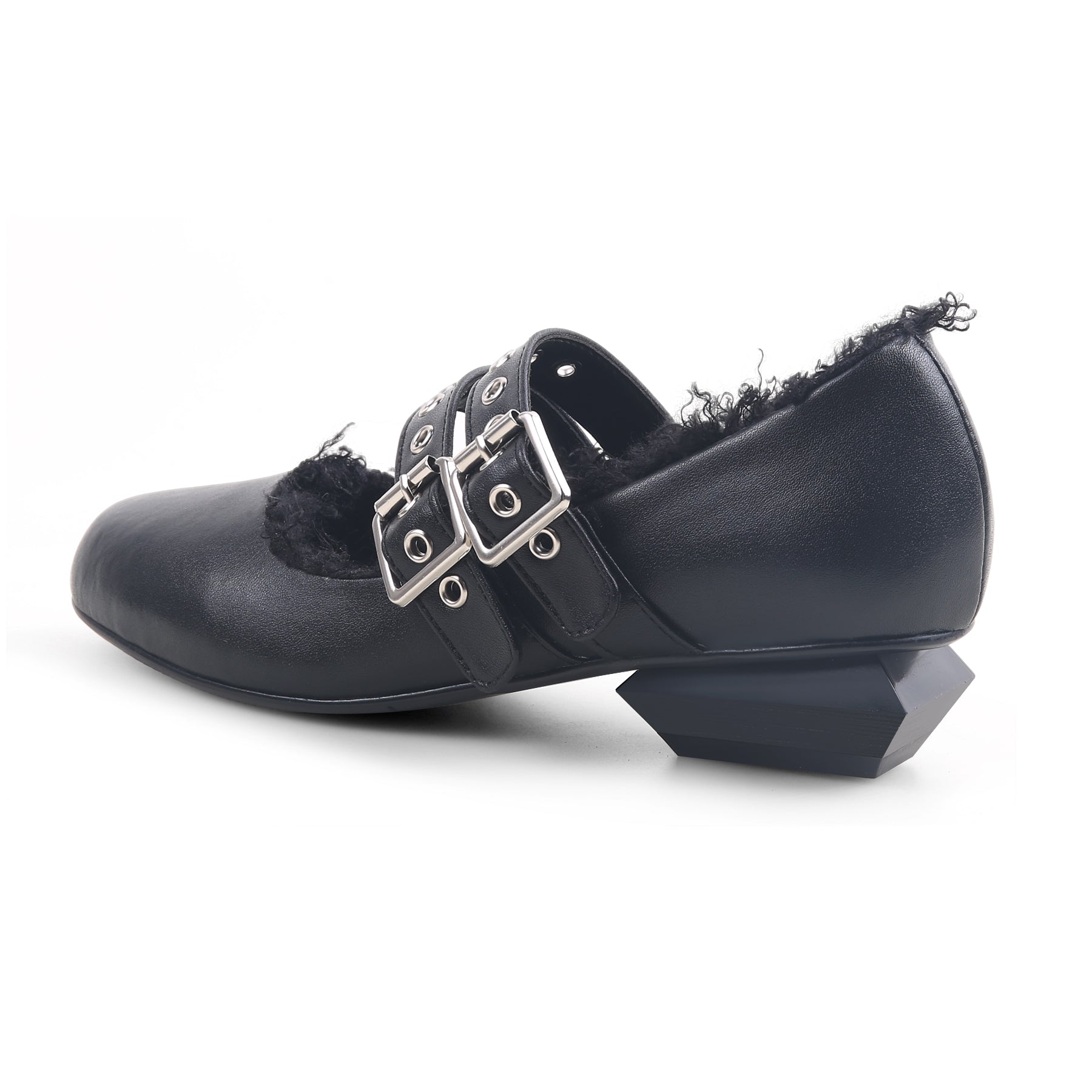 Jady Rose | Erica Double Strap Studded Mary Jane - Black