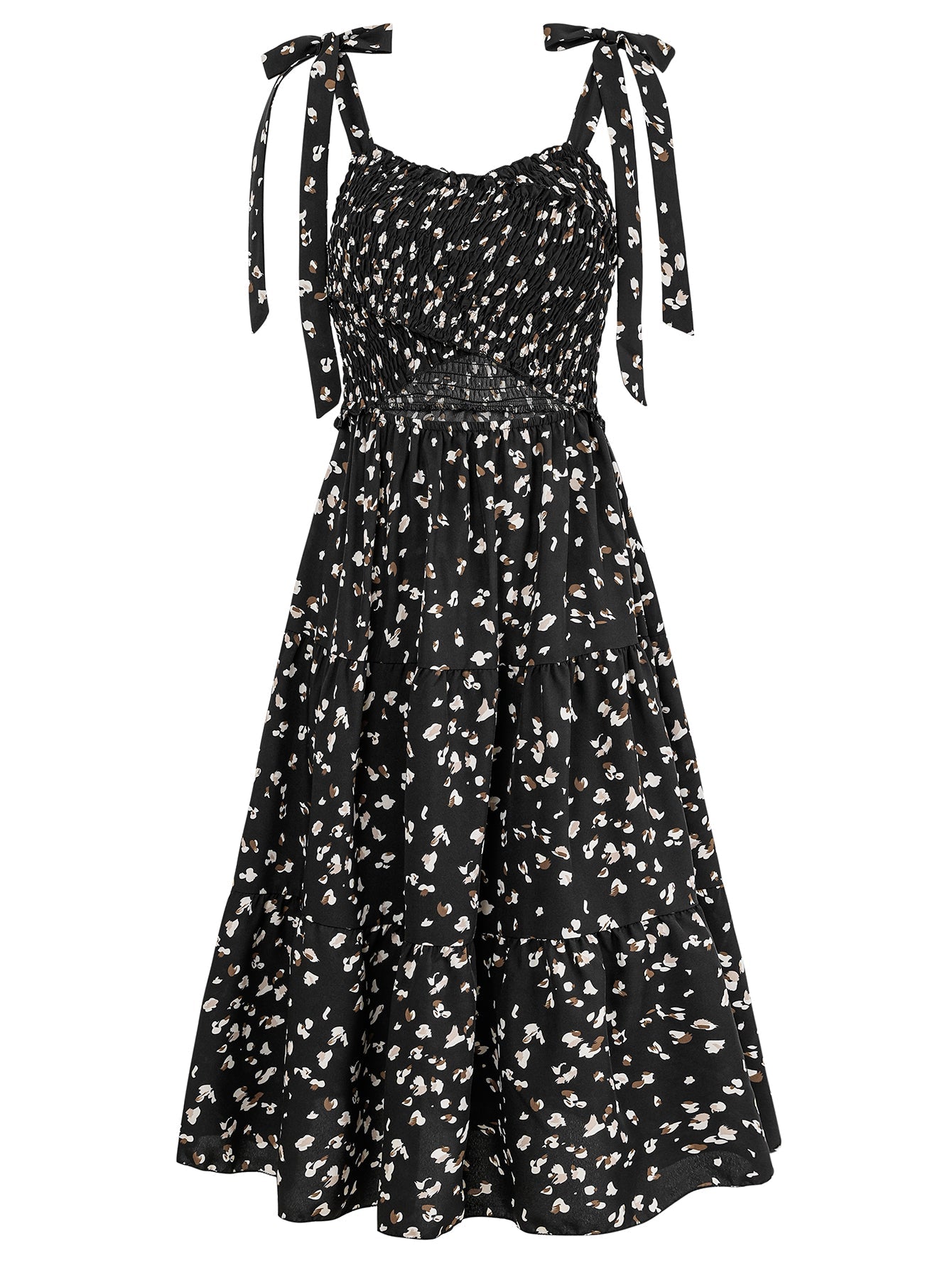 Timeless Beauty Cutout Floral Midi Dress - Black