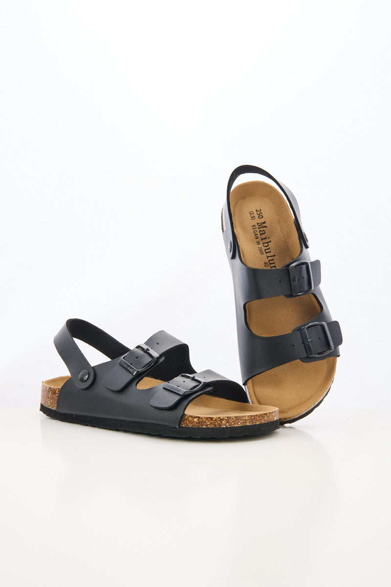 Maibulun | Double Strap Slingback Footbed Sandal - Black