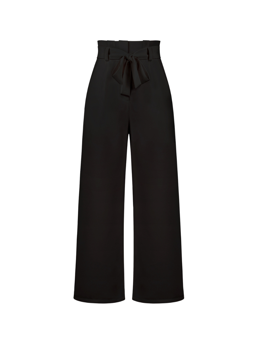 Iconic High Rise Pocketed Trouser Pants - Black