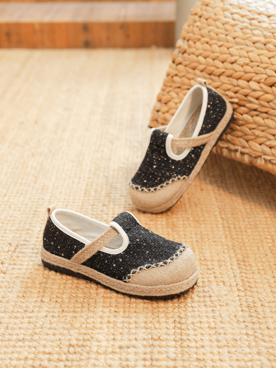 Cactus Rose | Renata Sparkle Linen Espadrilles - Black