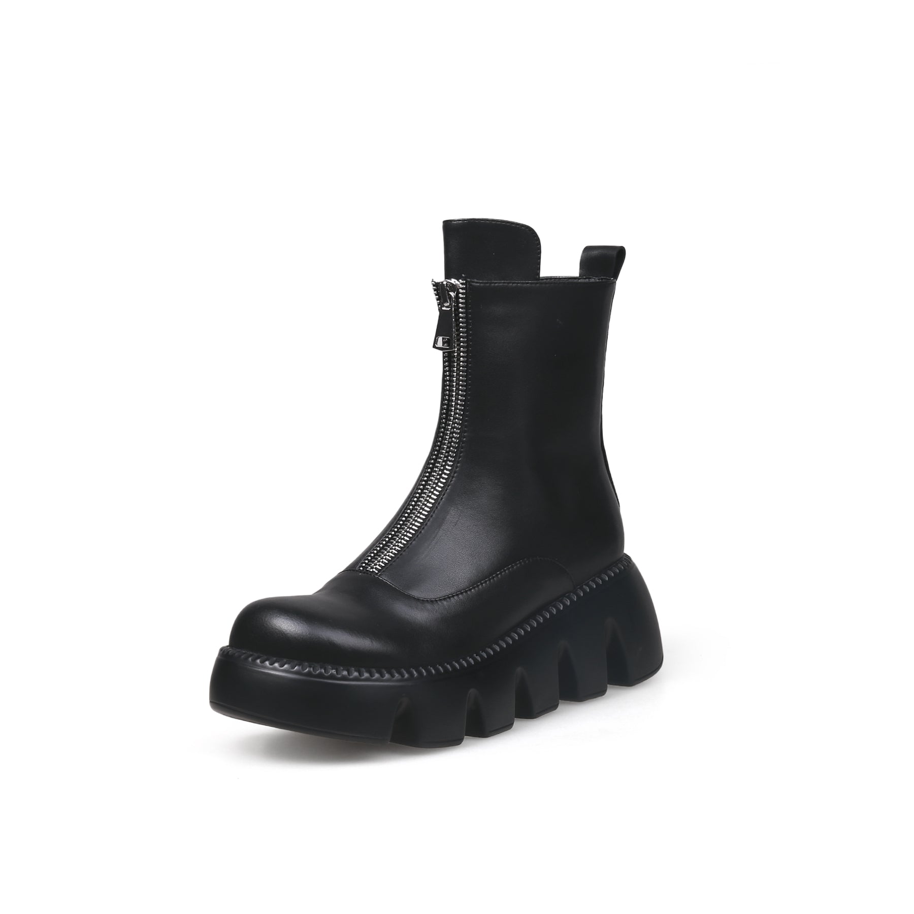 JADY ROSE | BLACK LEATHER FRONT ZIP CHELSEA BOOT