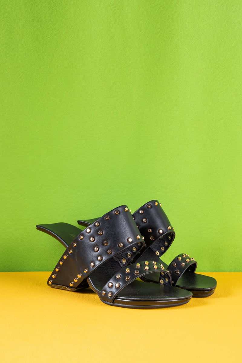 Jady Rose | Lucille Studded Leather Heels - Black