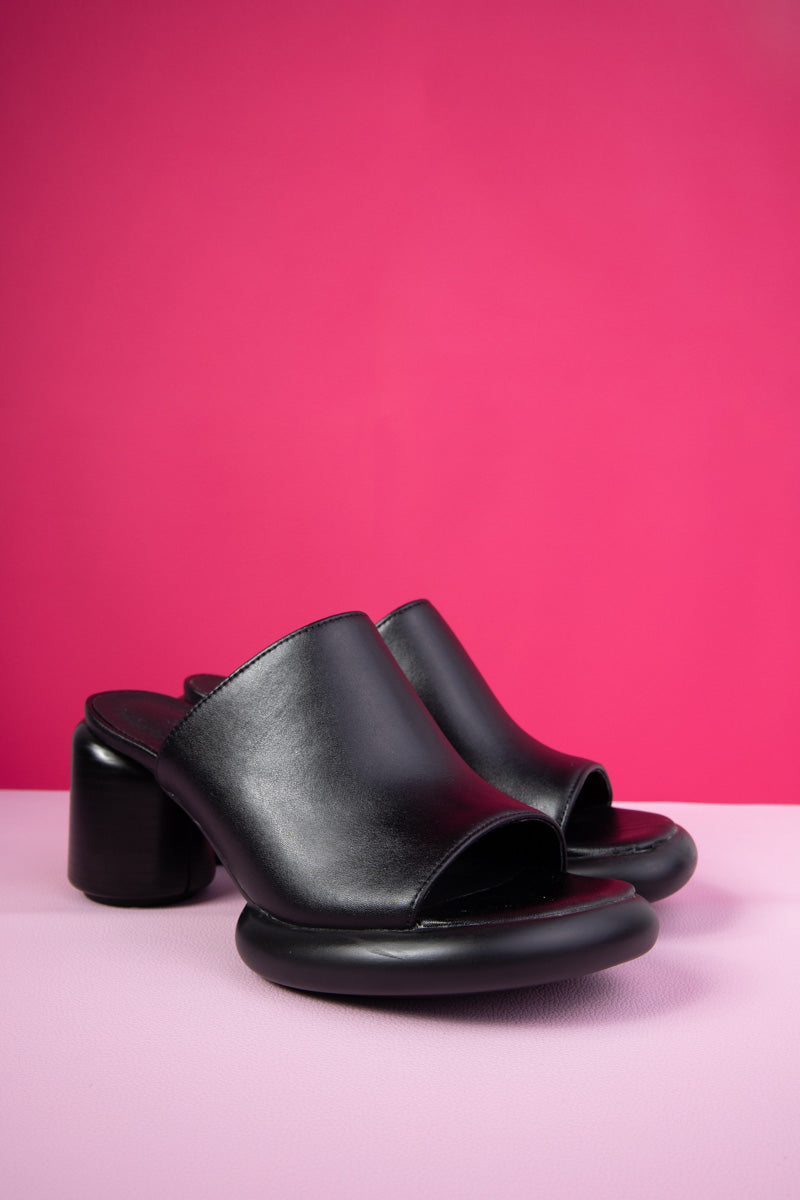 Jady Rose | Bedford Open Toe Leather Mule - Black