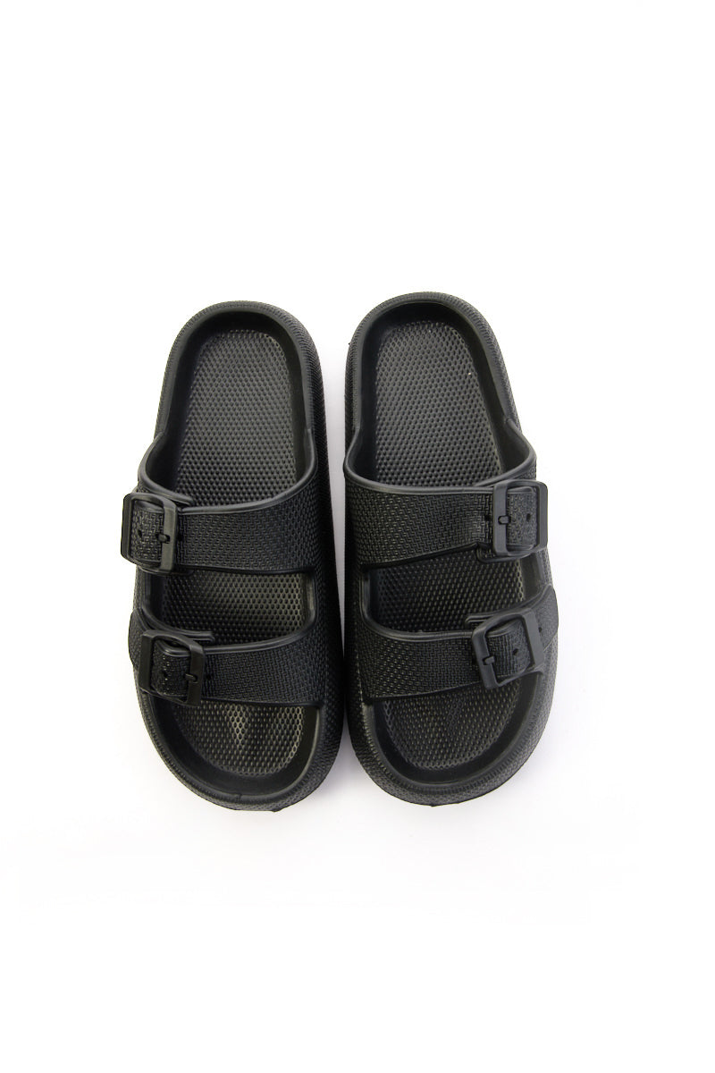 Maibulun | Marshmallow Step Double Strap Sandal - Black