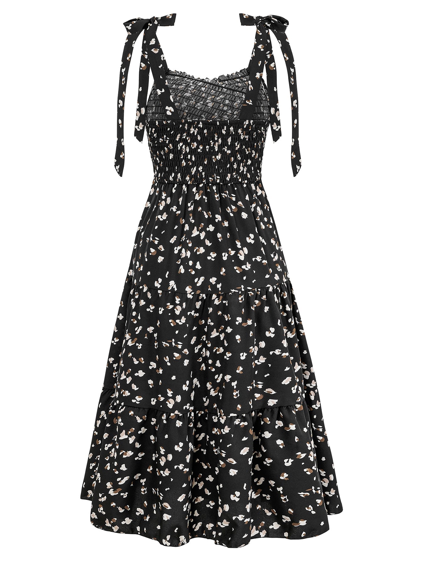 Timeless Beauty Cutout Floral Midi Dress - Black