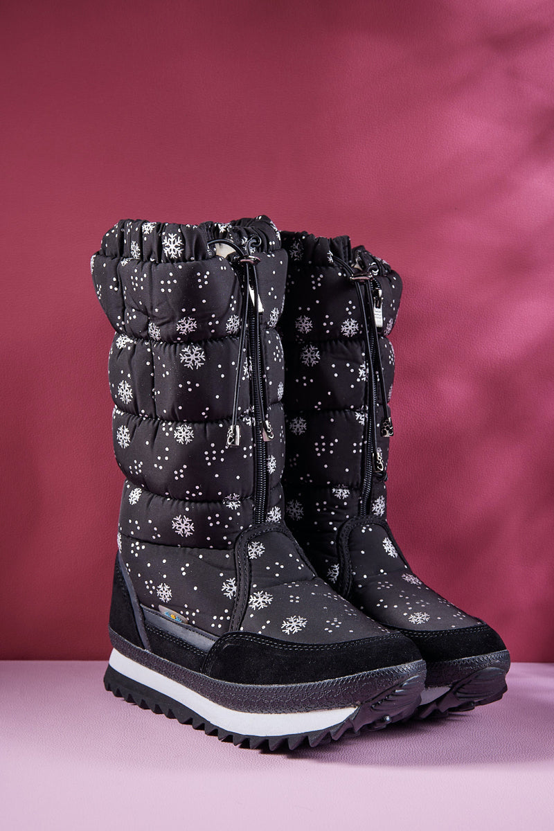 Frozen Princess | Snowing Kicker Water-Repellent Snow Boot - Black