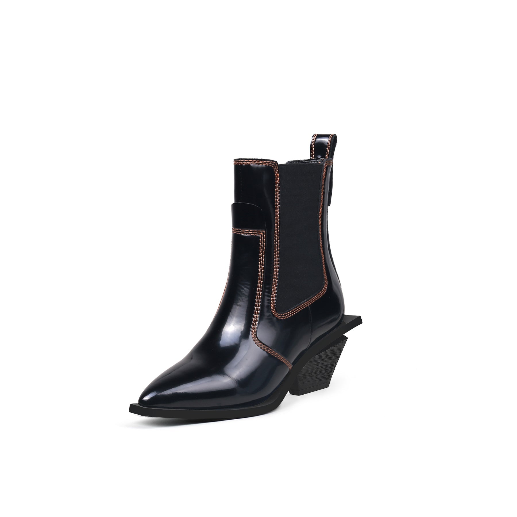 JADY ROSE | SHARP TOE BLACK LEATHER CHELSEA BOOTIE