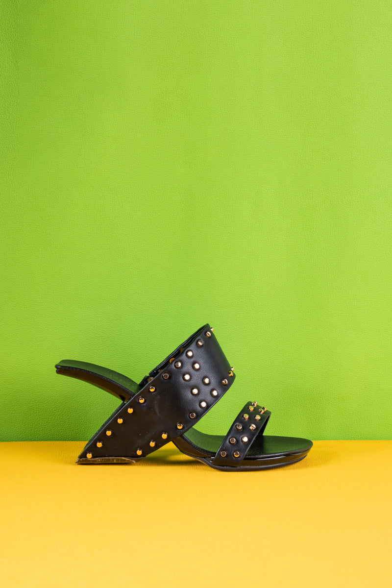 Jady Rose | Lucille Studded Leather Heels - Black