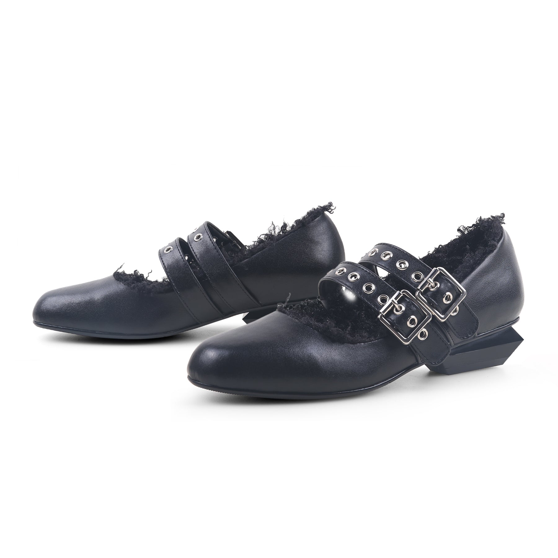 Jady Rose | Erica Double Strap Studded Mary Jane - Black