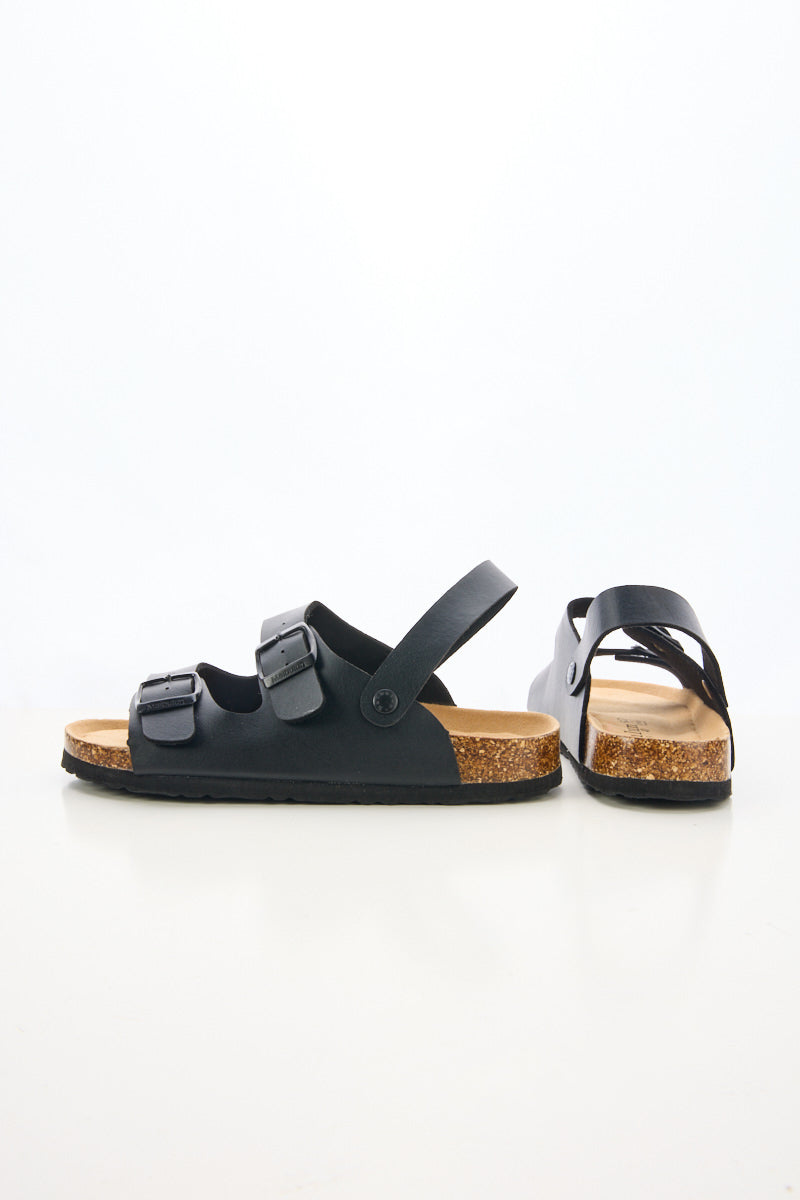 Maibulun | Double Strap Slingback Footbed Sandal - Black