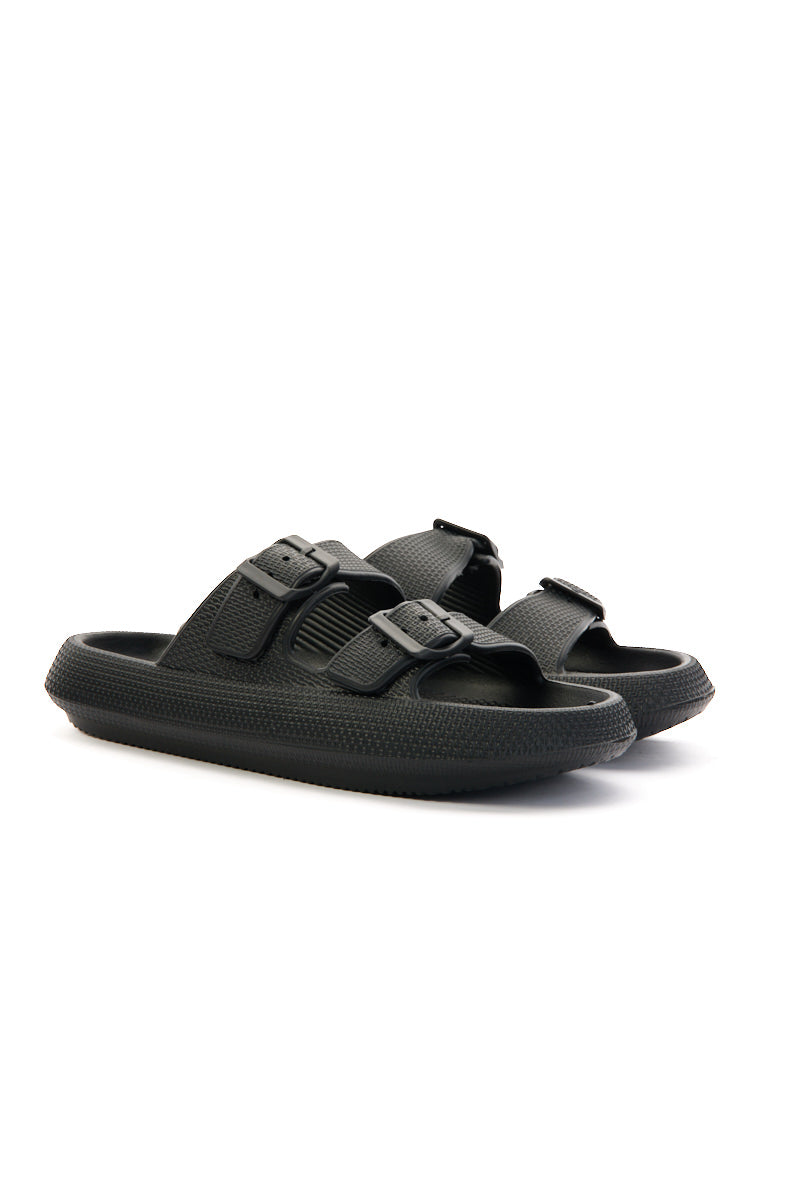 Maibulun | Marshmallow Step Double Strap Sandal - Black