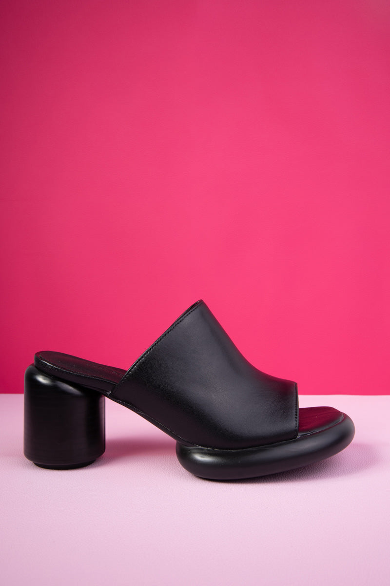 Jady Rose | Bedford Open Toe Leather Mule - Black