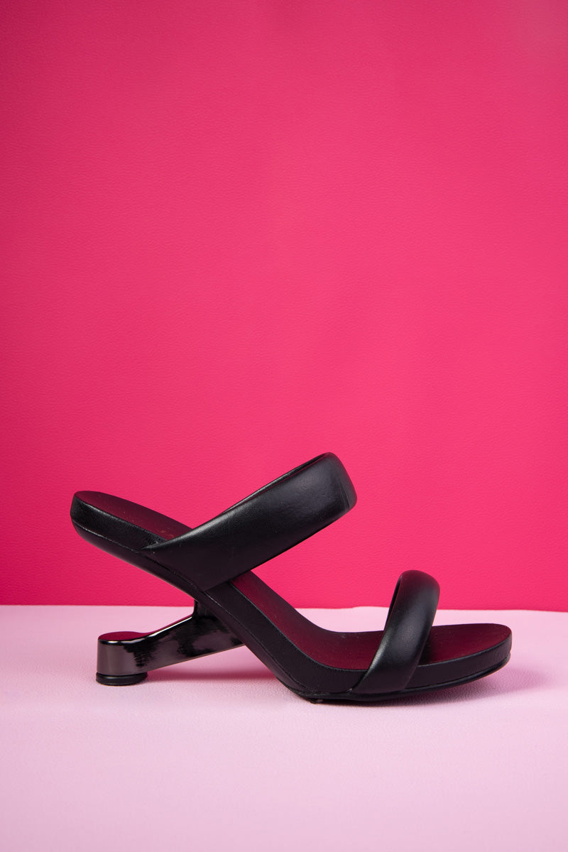 Jady Rose | Vickie Strap Leather Heels - Black