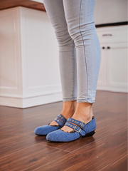 Jady Rose | Erica Double Strap Studded Mary Jane - Denim Blue