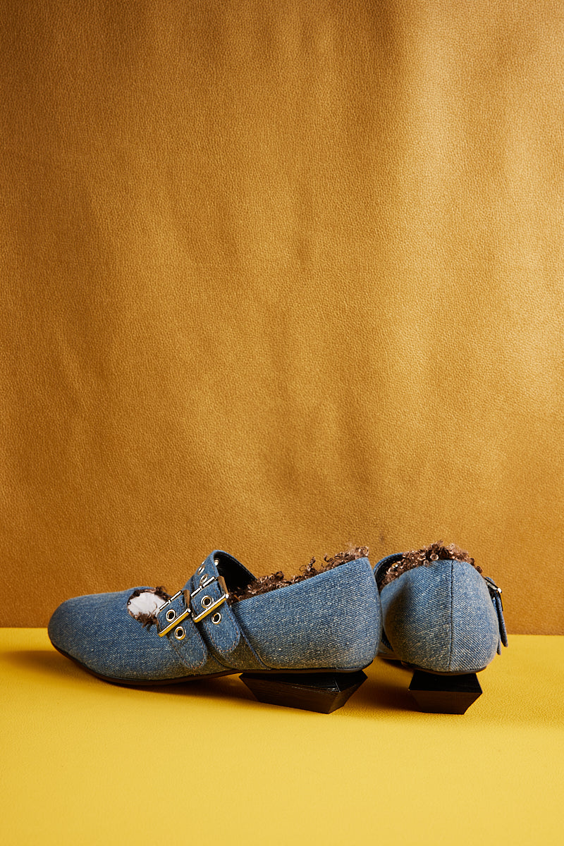 Jady Rose | Erica Double Strap Studded Mary Jane - Denim Blue