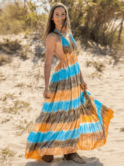 Beach Paradise Tie-Dye Maxi Dress - Blue