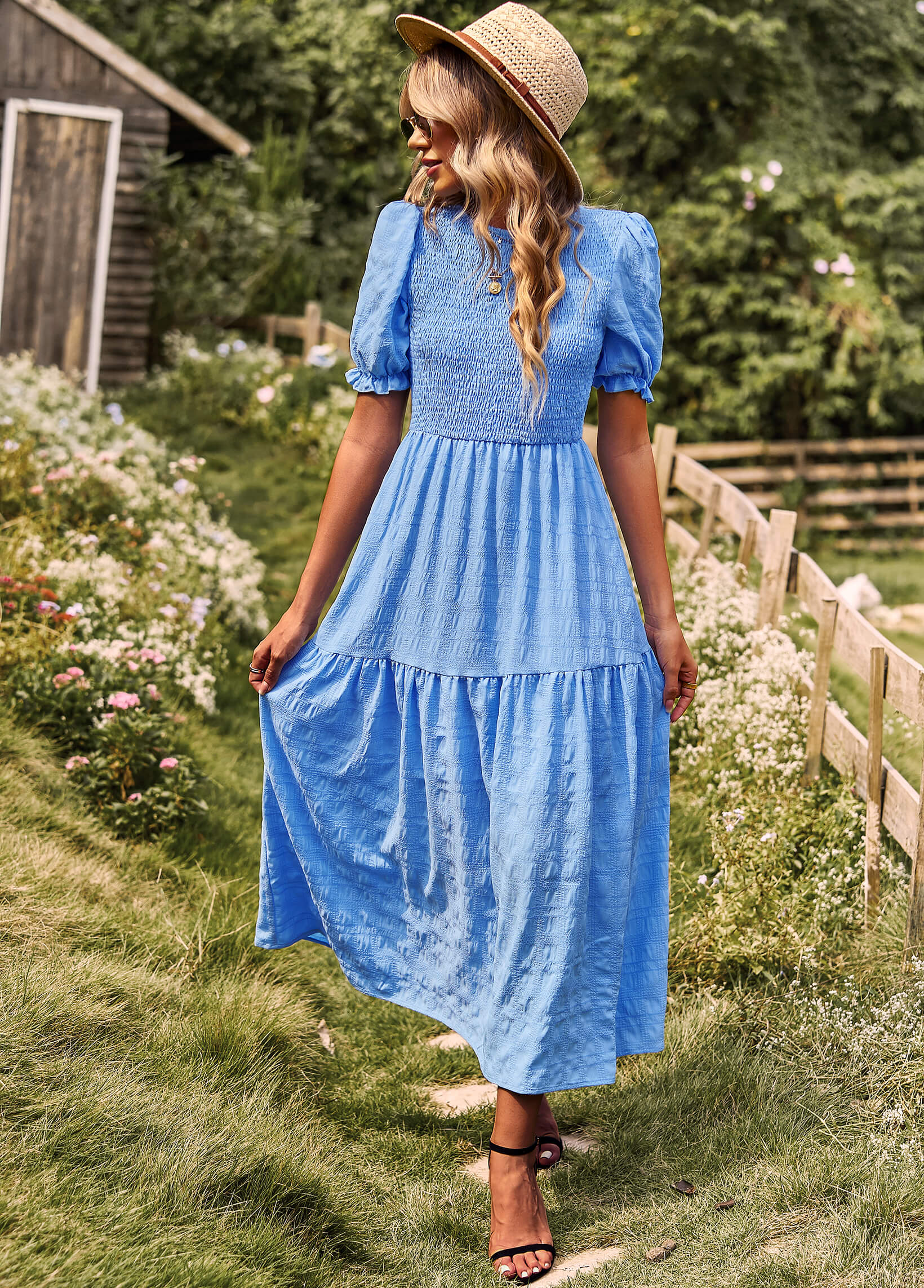 Riviera Romance Smock Tiered Maxi Dress