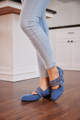 Jady Rose | Erica Double Strap Studded Mary Jane - Denim Blue