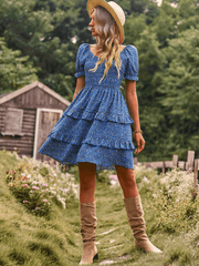 MOMENT IN DAISY SMOCKED MINI DRESS - BLUE