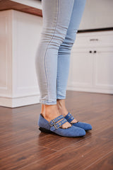 Jady Rose | Erica Double Strap Studded Mary Jane - Denim Blue