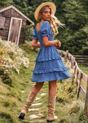 MOMENT IN DAISY SMOCKED MINI DRESS - BLUE